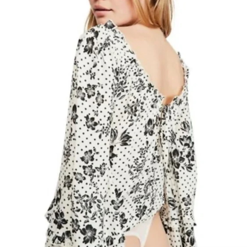 FREE PEOPLE Floral Women's Bodysuit - Black and White